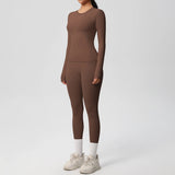 2 PCS Sportswear Yoga Set Gym Clothes Yoga Suits For Women Fitness Set Tracksuits Sports Long Sleeve Crop Top Gym Leggings