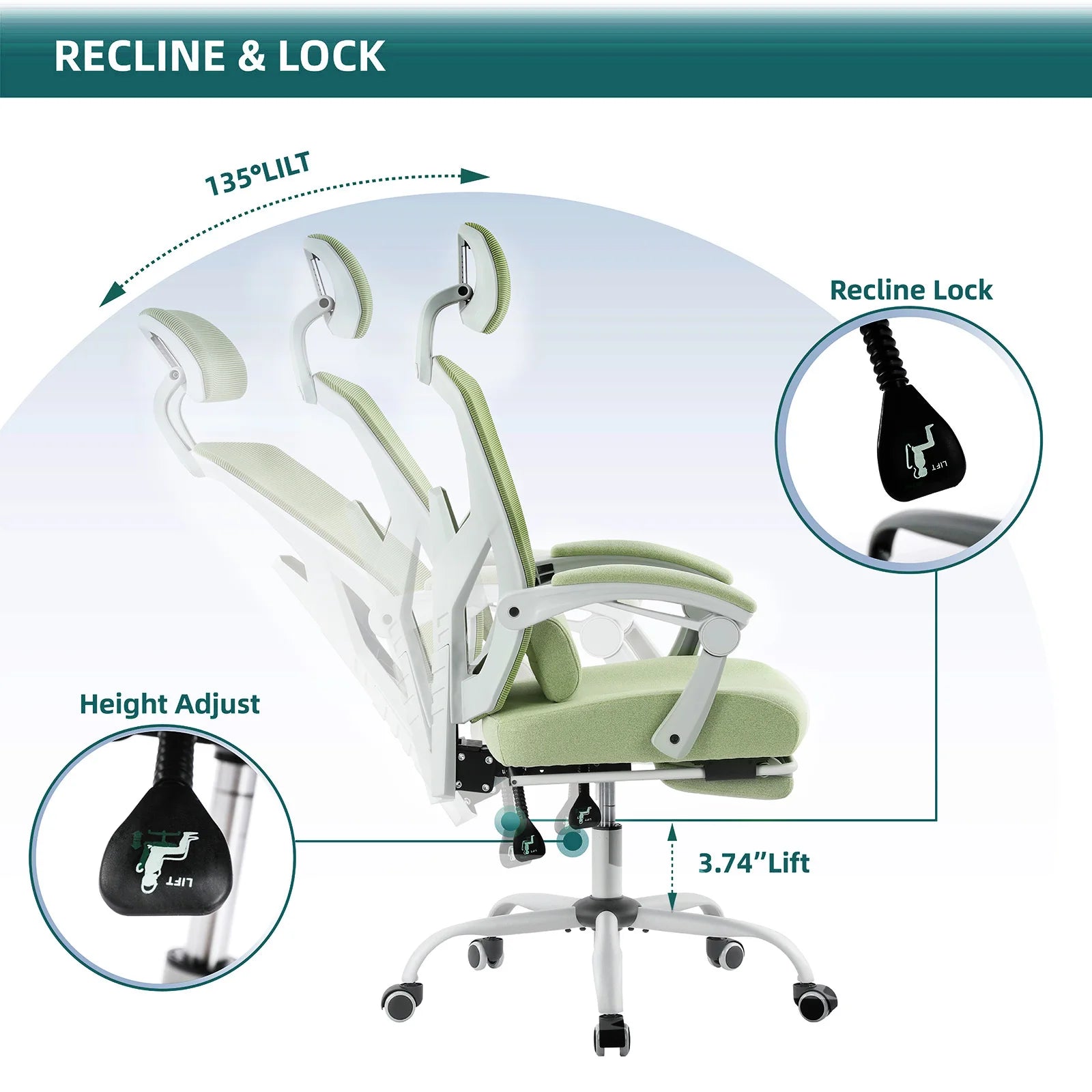 JHK Ergonomic High-Back Mesh Reclining Office Chair