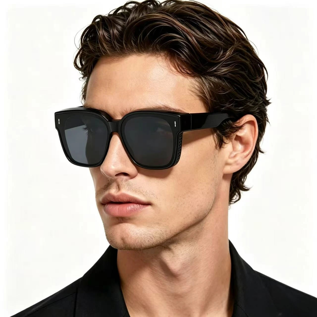 Polarized Clip-On Sunglasses for Glasses Wearers, Fashion Square Over Glasses Myopia Sunglasses, UV400 Protection for Driving, Fishing & Outdoor Use
