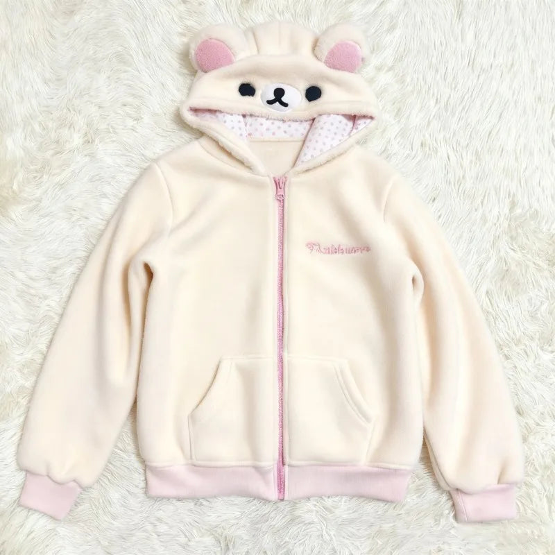 2025 Ropa Mujer Japanese Hoodies Jackets Women's Clothing Bear Ear Hooded Zipper Sweatshirts Fashion Casual Cute Hoodie Tops