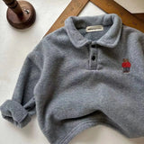 Kids' Bear Embroidered Fleece Polo Sweatshirt