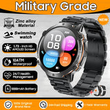 2025 New 1000mAh Battery Sports SmartWatch 1.73" AMOLED Screen 10ATM Waterproof Compass Altimeter Military T-Rex3 Smartwatch Men