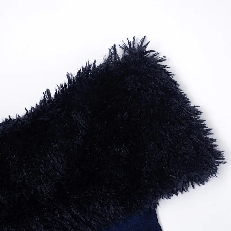 Elegant Off-Shoulder Fur Jumpsuit - Luxury Bodycon Party Wear