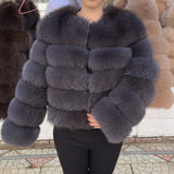 Genuine Fox Fur & Leather Winter Coat