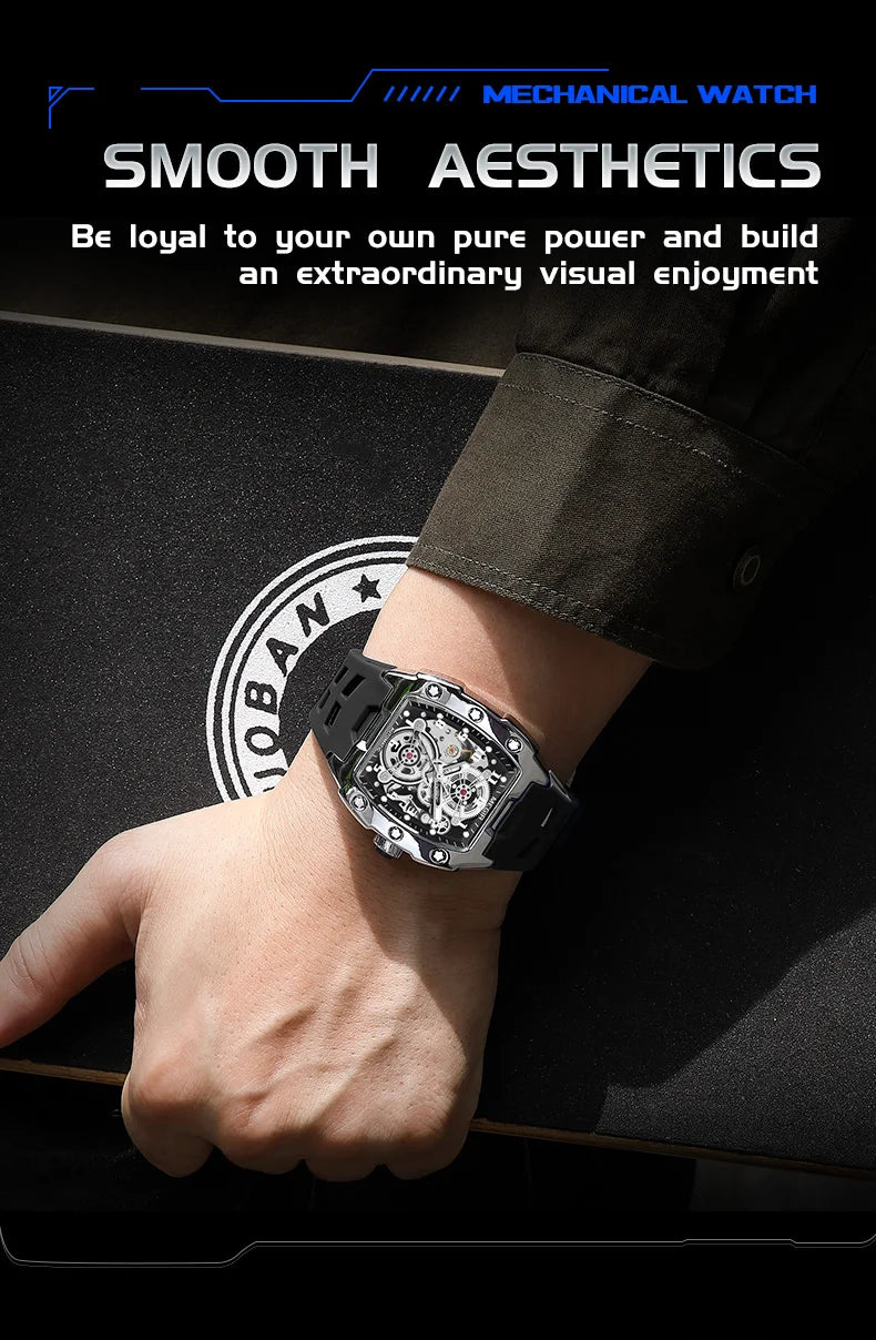 Luxury Automatic Skeleton Watch – Waterproof Silicone Sport Wristwatch