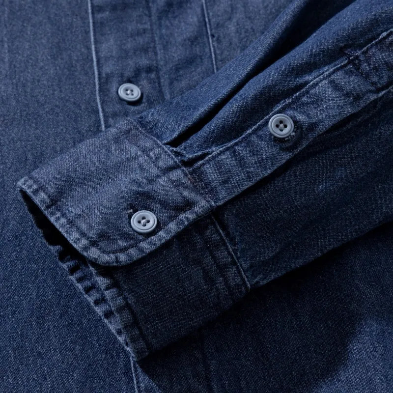 Classic Washed Denim Shirt Men's 2025 Autumn New Dark Blue Fashion Loose Casual Long-sleeved Jean Shirts Korean Clothes