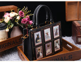 Vintage Luxury Leather Tote – Designer Cat Embroidery Shoulder Bag