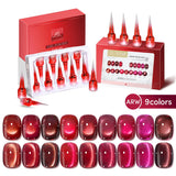 AS 9 Colors Magnetic Cat Eye Gel Nail Polish Set Jelly Pink UV LED Soak Off Gel Varnish Crystal Red Cat Gel Lacquer With Display