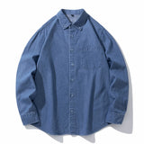 Classic Black Denim Shirt Men's Autumn New Fashion Loose Korean Casual Long-sleeved Jean Shirts Comfortable Male Clothes