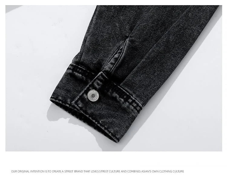 Men Fashion Denim Jackets Coats Loose Fit Pockets Solid Turn Down Collar Full Sleeve Regular Jacket Spring 2025 Causal Clothing