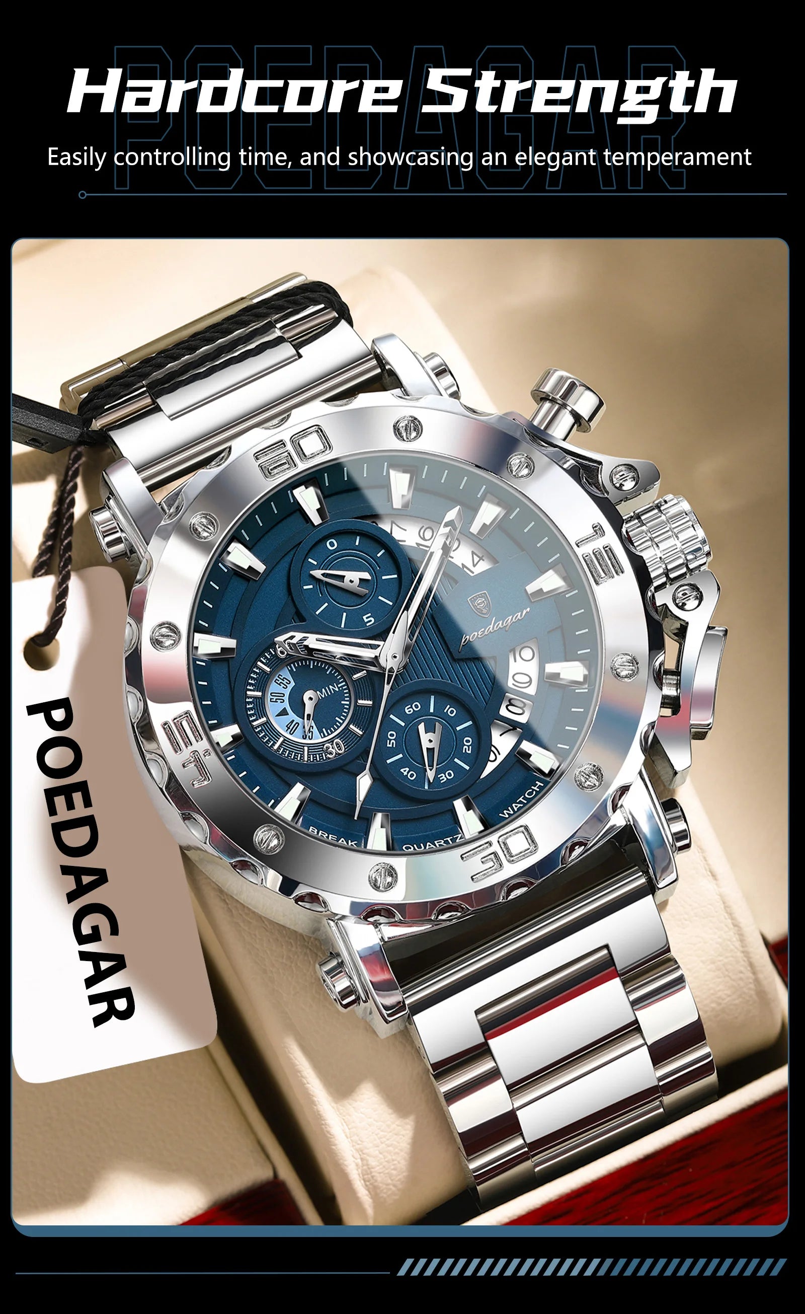 POEDAGAR 892 Luxury Men's Chronograph Watch