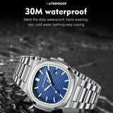 2025 New luxury military man watch square waterproof bright Date week men watch stainless steel Quartz men watches Reloj + box