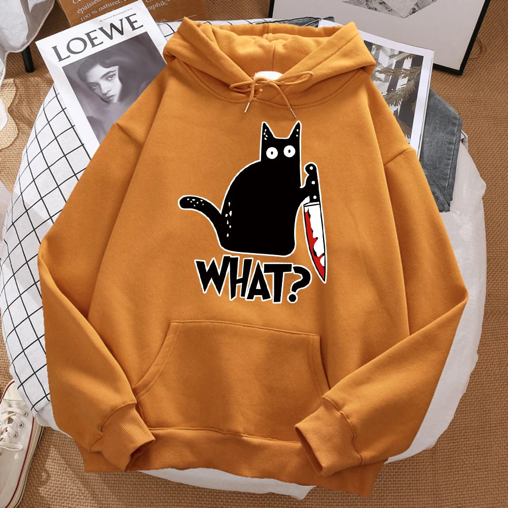 Little Black Cat Graphic Hoodie