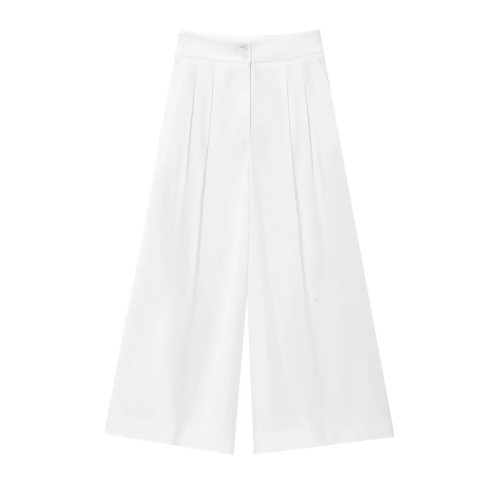 2-Piece Sleeveless V-Neck Trouser Set with Belt – Summer Commuter Wide Leg Suit