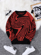 Men’s Contrast Maze Jacquard Crewneck Sweater