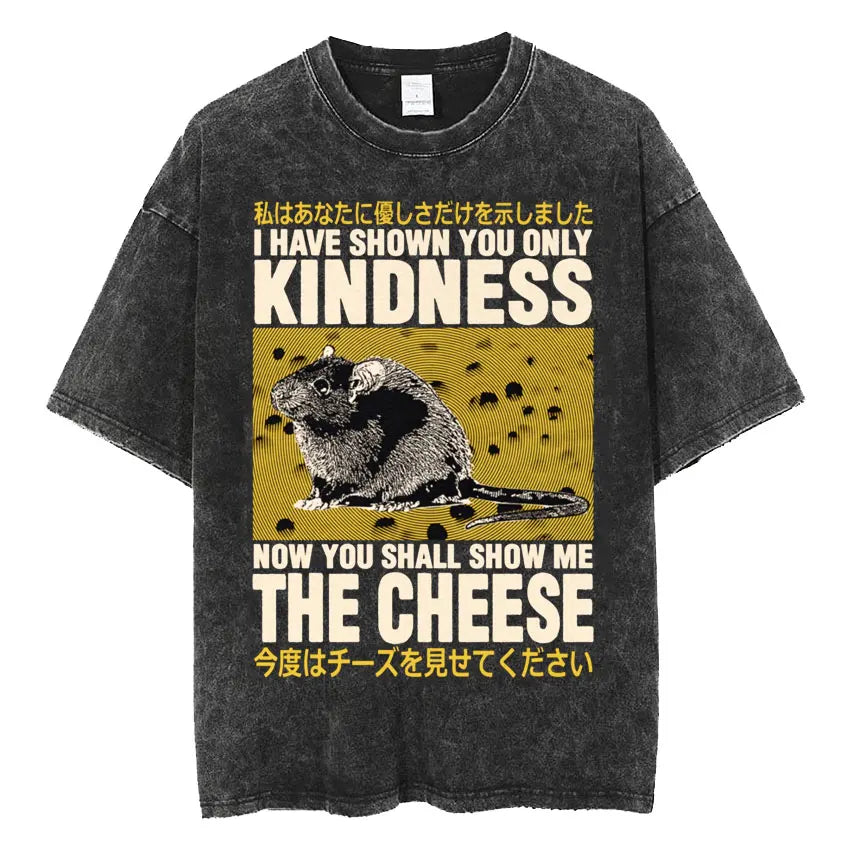 The Horrors Are Never Ending Yet I Remain Silly T-shirt Funny Japanese Style Frog Retro Washed T Shirt Men's Oversized Tees Tops