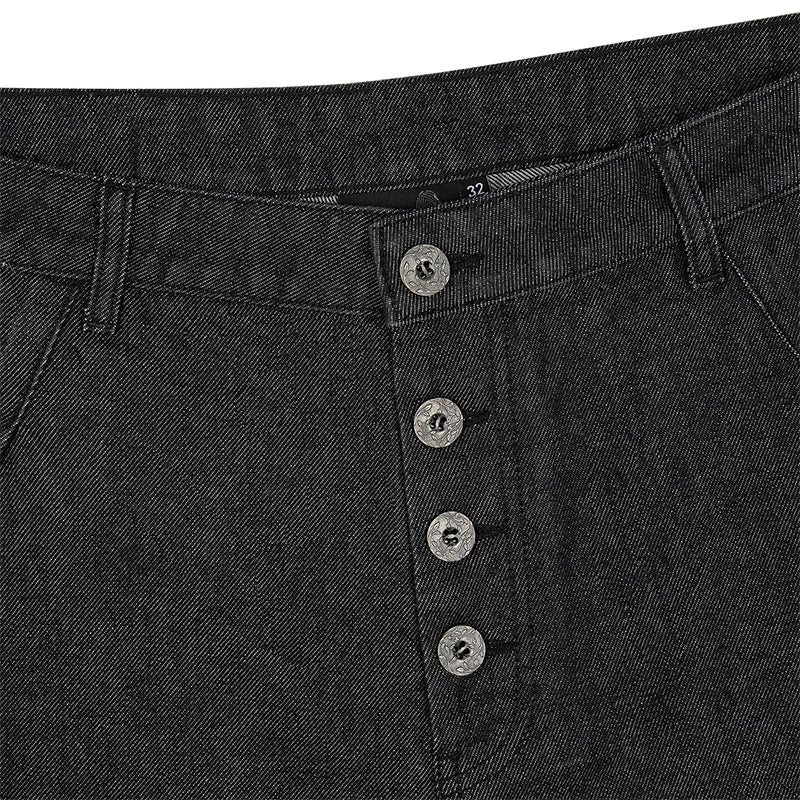 Retro Cherry Blossom Gothic Denim Shorts