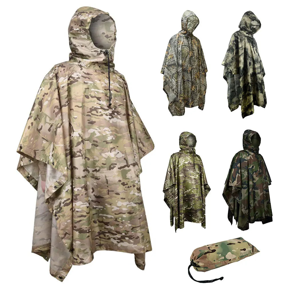 Tactical Camo Raincoat – Packable Waterproof Poncho