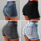 Women's High Waist Distressed Denim Shorts | Retro Slim Fit