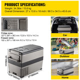 Succebuy 15-55L Portable Cooler Electric Compressor 12V/24V DC 110-240V AC Freezer Refrigerator for Home