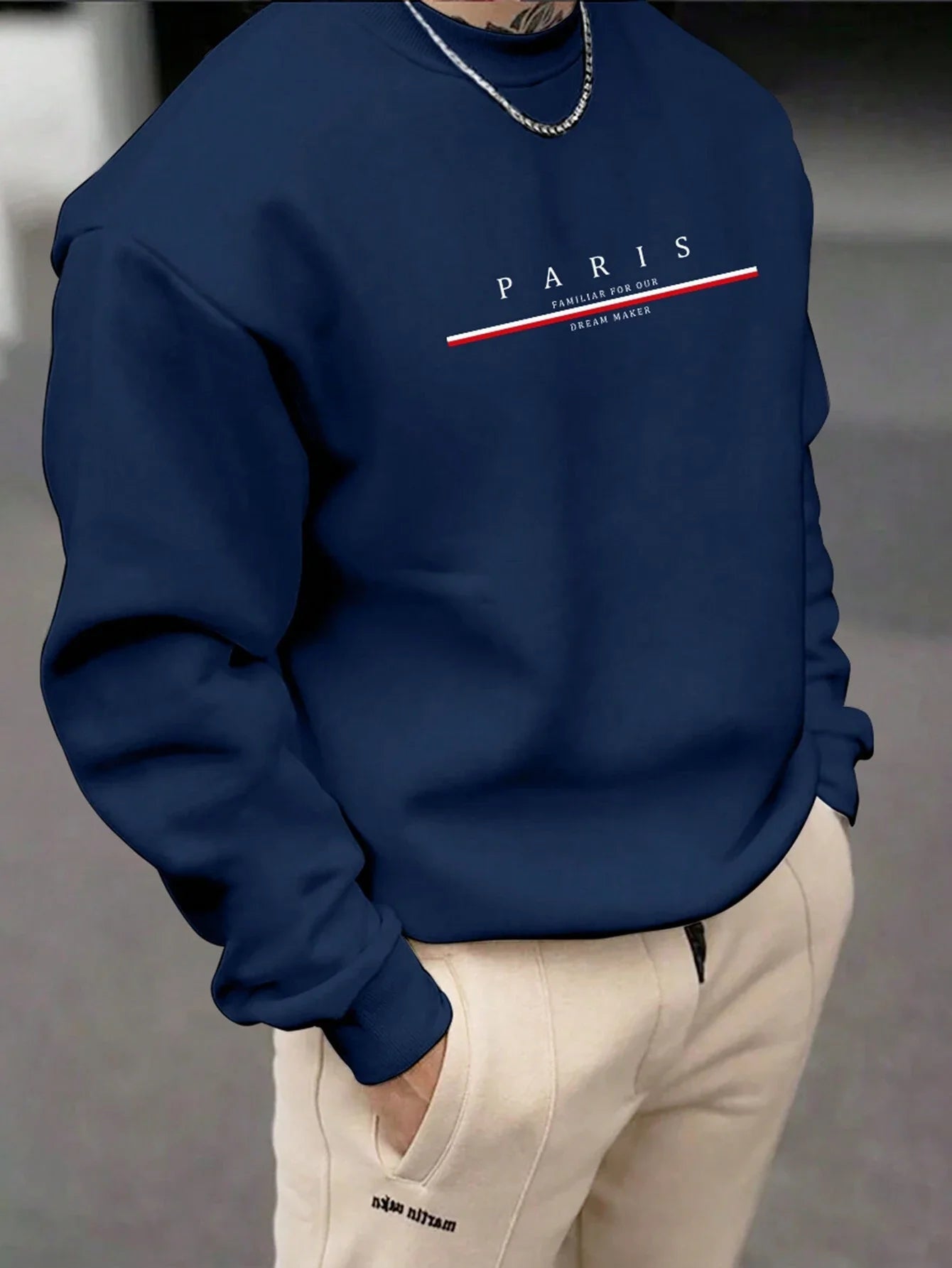 Paris Print Relaxed Fit Pullover – Premium Cotton Casual O-Neck Hoodie