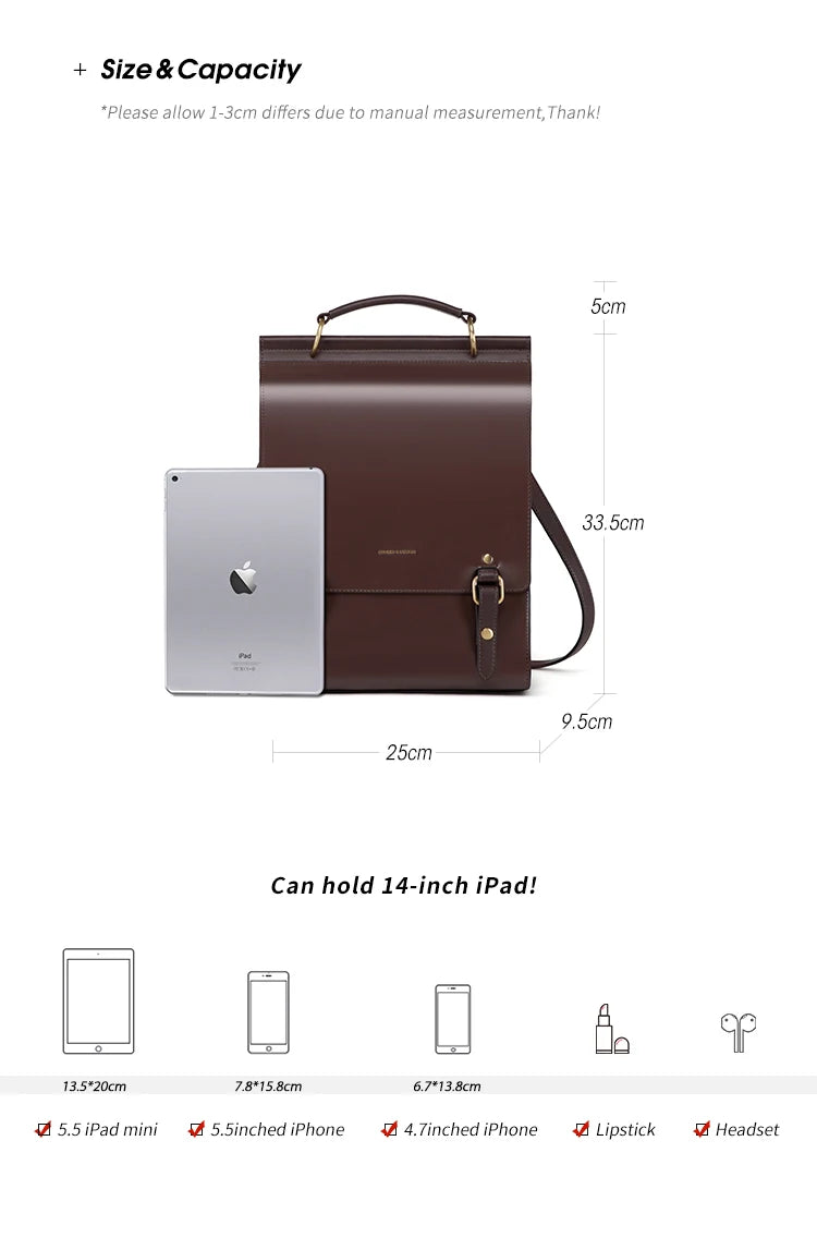 Cnoles Vintage Women's Leather Backpack Casual Shoulder Bag Travel Purse for Girls College School Book Bag