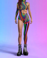 Women's Cyberpunk Rainbow Asymmetrical Bodysuit