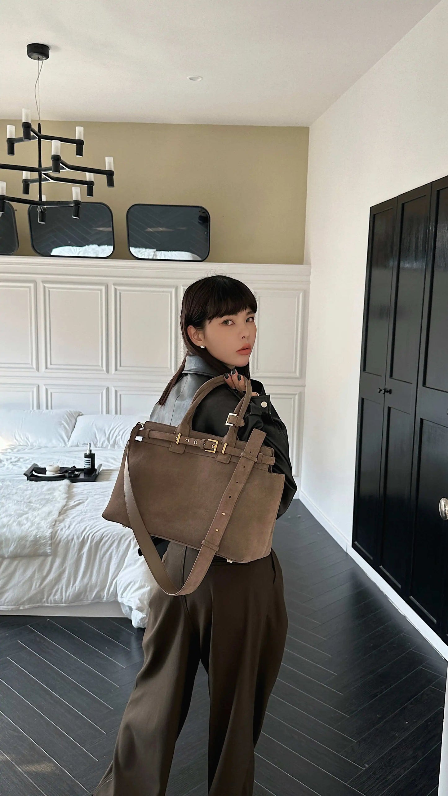 Motingsome 100% Natural Suede Bag Women Tote Luxury Designer Bags Roomy Casual Tote Crossbody Fashionable Handbag and Purses New