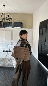 Motingsome 100% Natural Suede Bag Women Tote Luxury Designer Bags Roomy Casual Tote Crossbody Fashionable Handbag and Purses New