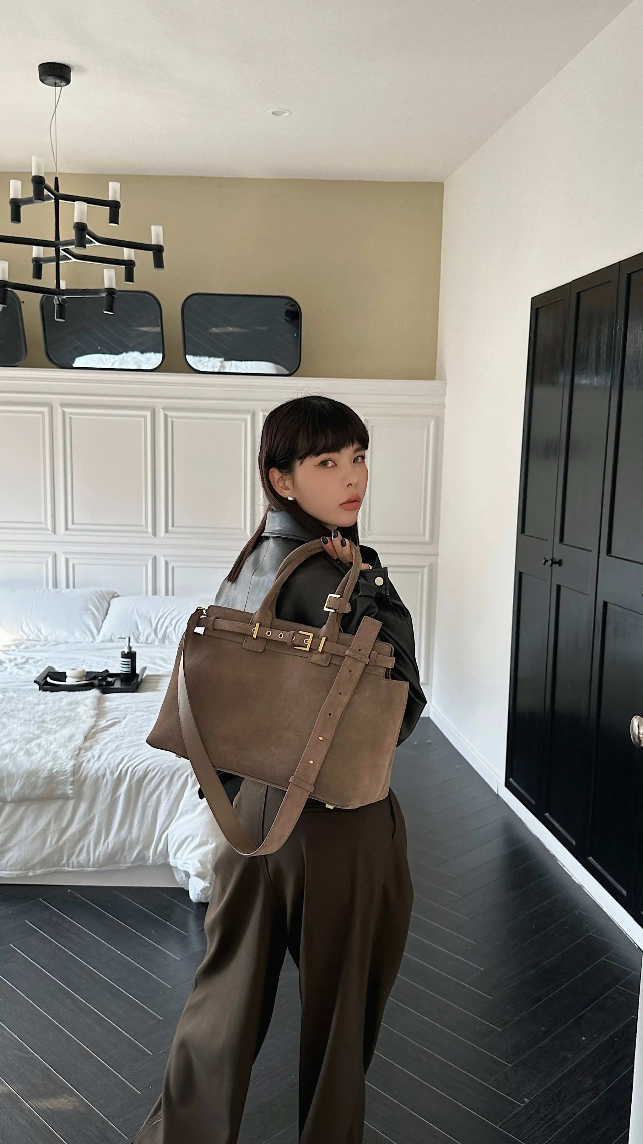 Motingsome 100% Natural Suede Bag Women Tote Luxury Designer Bags Roomy Casual Tote Crossbody Fashionable Handbag and Purses New