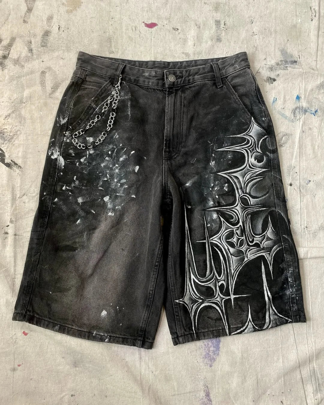 90s Vintage Flower Denim Shorts