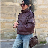 MUJER Faux Leather Windbreaker Jackets for Women Fashion Jacket Woman Warm Winter Women's Coat Outerwears Overcoat Female