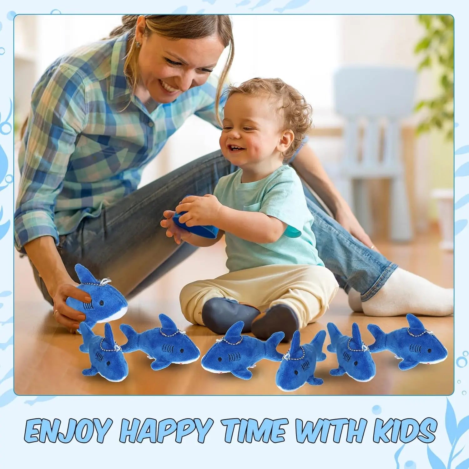 12-48Pcs Shark Plush Keychain Mini Stuffed Animal 3.94" Shark Party Favors Bulk Soft Tiny Shark Keychain Shark Backpack Keychain