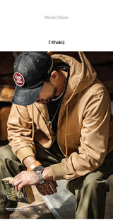Maden J130 Heavyweight Canvas Hooded Jacket for Men