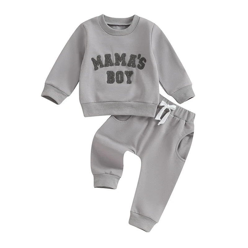 Baby Boy 2-Piece Fall/Winter Outfit | Letter Print Crewneck Sweatshirt & Joggers (0-3Y)
