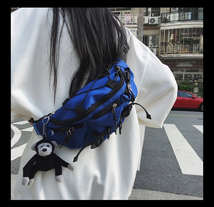 2024 Techwear Style Punk Hip Hop Single Shoulder Crossbody Bag Men Women Street Vintage Chest Bag Casual Sport Fanny Pack