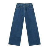 Men's Washed Blue Loose Straight-Leg Jeans