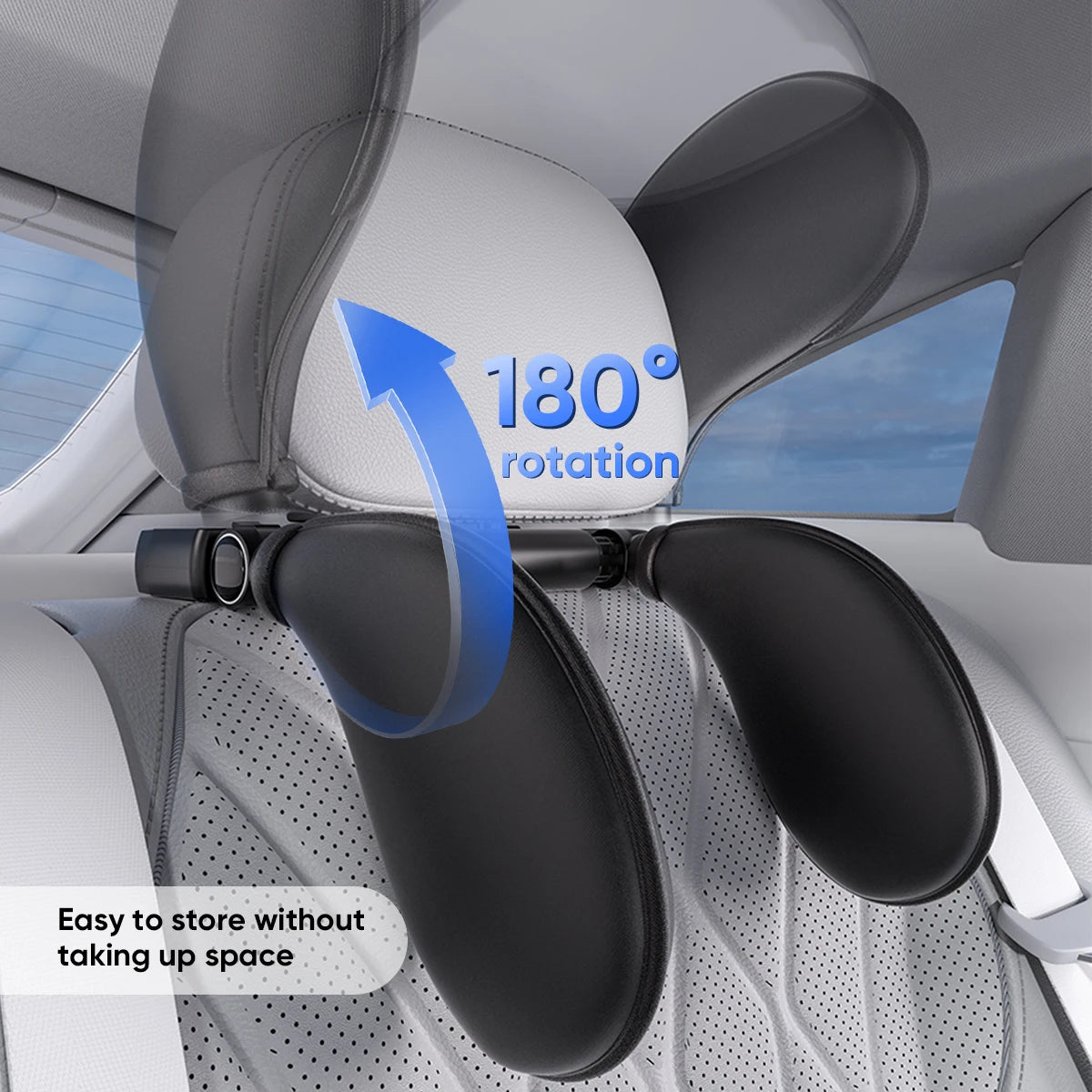 Car Headrest Pillow,Thickened Memory Foam Road Pal Headrest,Neck Support Pillow,180° Adjustable Car Headrest,Travel Car Sleeping