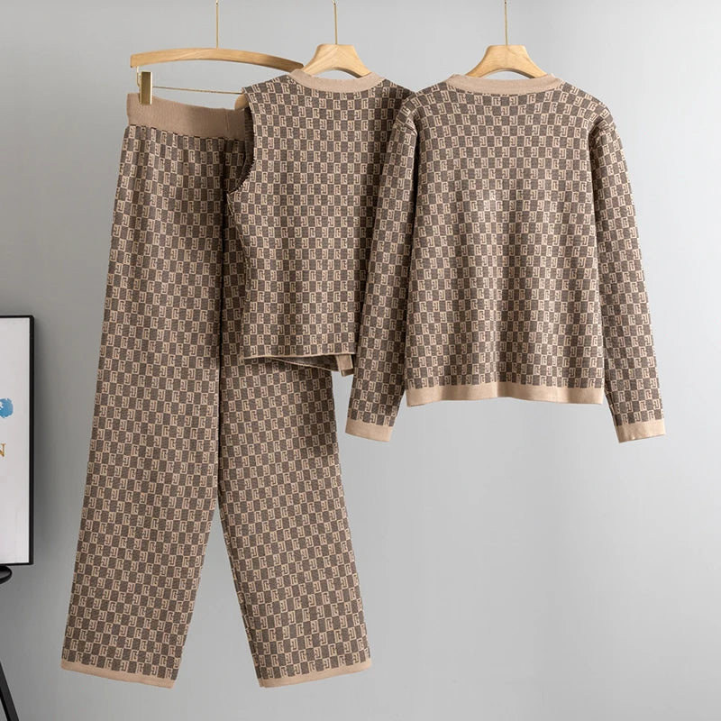 Elegant 3-Piece Geometric Knit Set – USA Made Quality