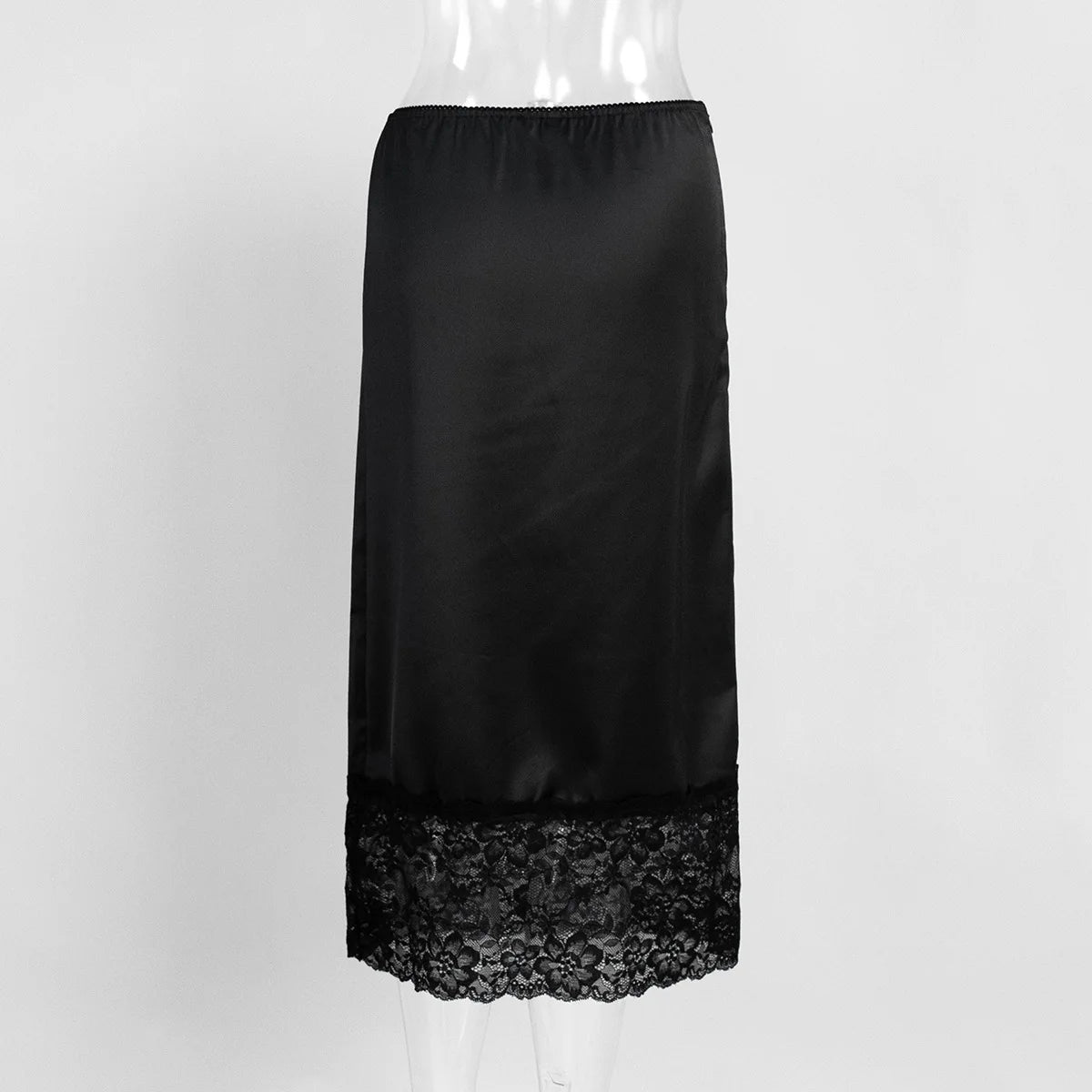 Elegant High-Waist Lace Midi Skirt