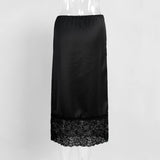 Elegant High-Waist Lace Midi Skirt