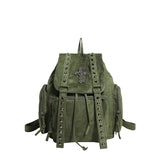 Gothic Punk Backpack Rivets Student School Bag Vintage Duffel Bag with Cross Stud Design Women Large Capacity Travel Bag
