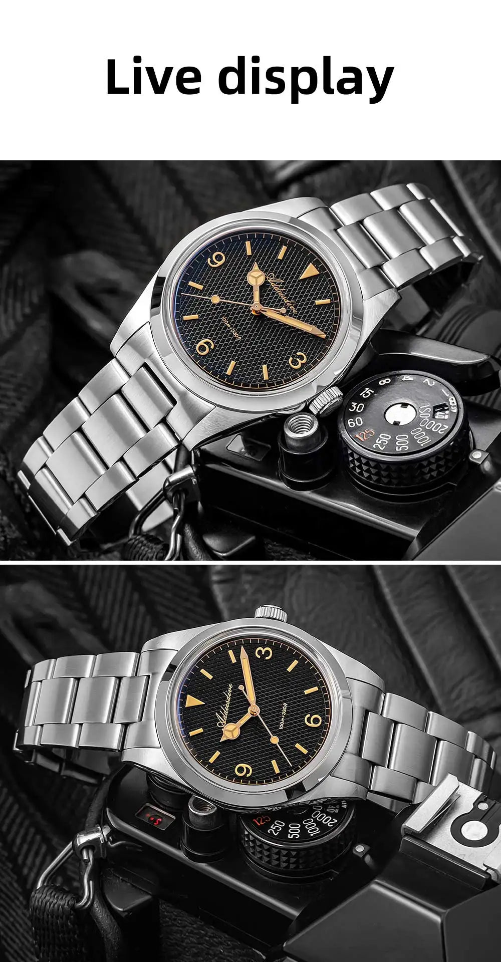 ADDIESDIVE 36mm Men Watch Luxury 200m Waterproof Super Luminous Bubble Glass Stainless Steel Wrist Watch Quartz Watches For Men