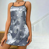 Elegant Floral Satin Nightdress