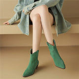 MORAZORA Size 34-44 Cow Suede Leather Western Boots Women Autumn Winter Cowboy Boots Handmade Ankle Boots For Women Shoes