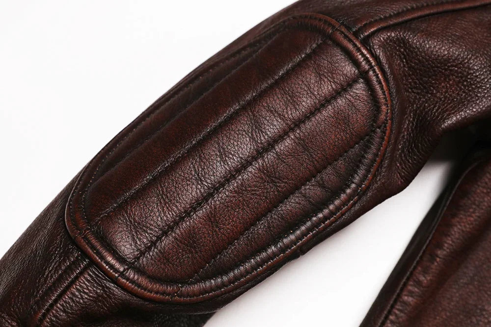 2025 Vintage Brown Genuine Leather Jacket Real Natural Cowhide Men Motorcycle Biker Coat Mens Slim Calf Skin Coat