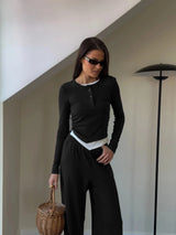 Hirsionsan Modal Soft Loose Sets Women 2026 Casual Two Pieces Long Sleeve T Shirts and High Waist Dresses Outfits Tracksuit