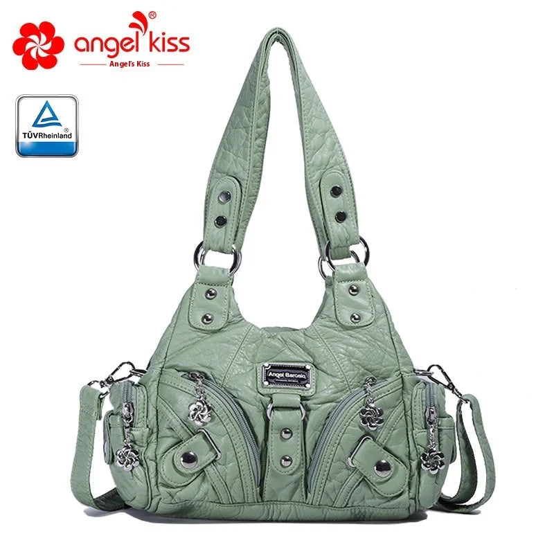 Angelkiss Women Handbags Rose Soft Tote Bag Small Top-handle Purse Fashion Satchel Multi-Pockets Shoulder Bag Hobos Phone Pack