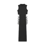 Sleeveless Turtleneck Bandage Slit Dress