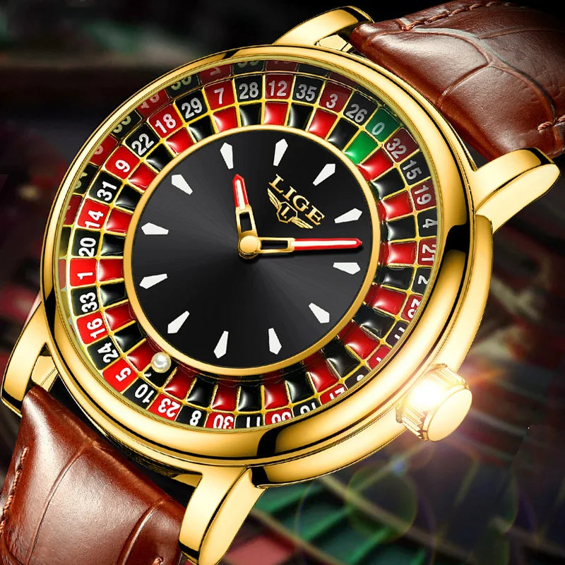 LIGE Men's Rotating Dial Quartz Watch — Luminous, Waterproof, Creative Design